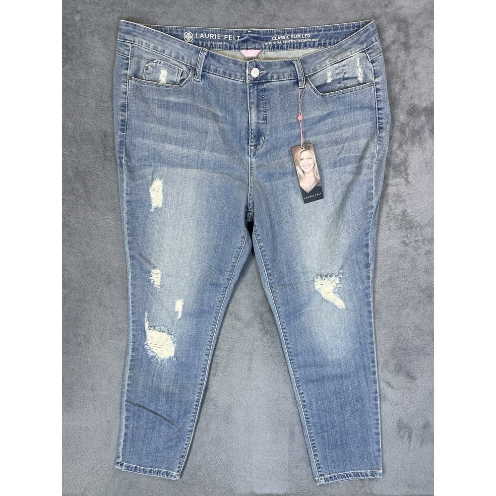 New Laurie Felt Jeans Womens 20W Plus Blue Light Wash Classic Slim Fit High Rise